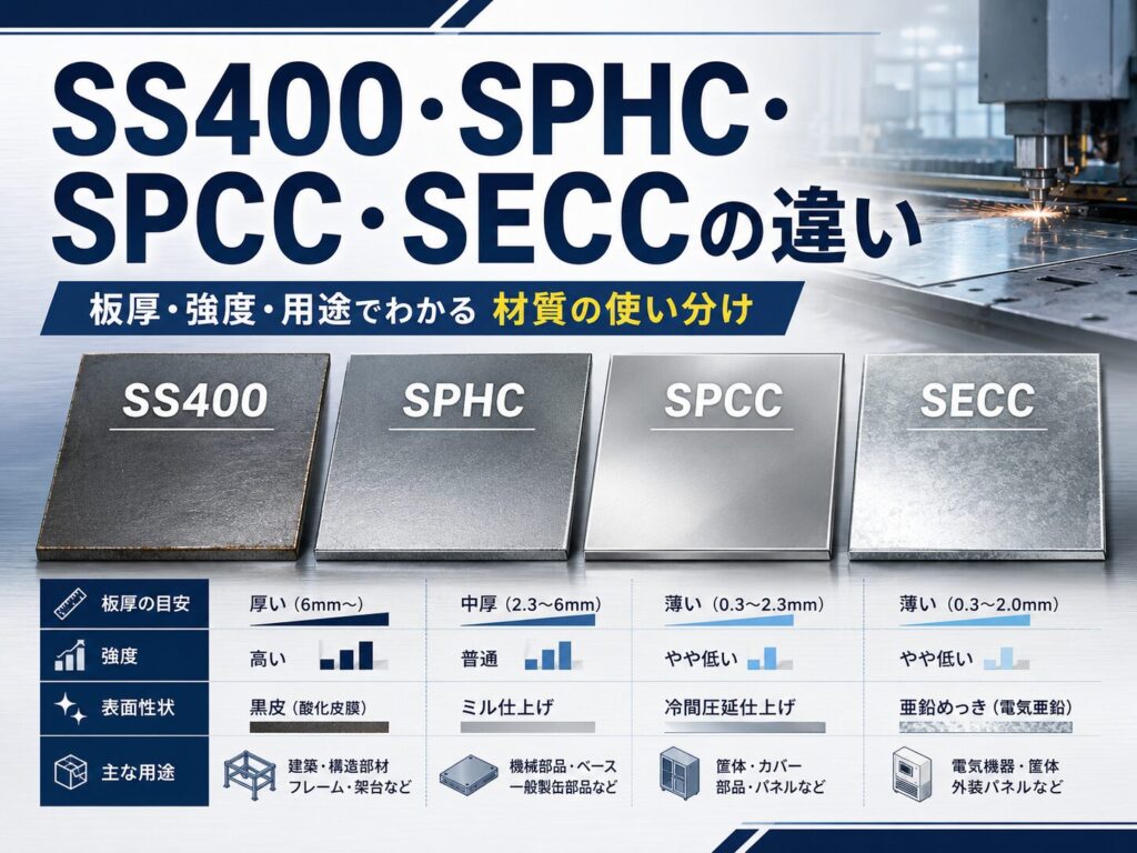 SS400・SPHC・SPCC・SECCの違いと使い分け