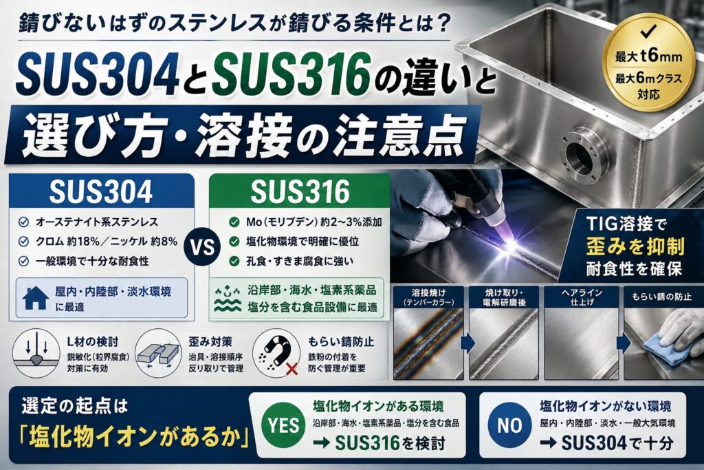 SUS304とSUS316の違いと使い分け